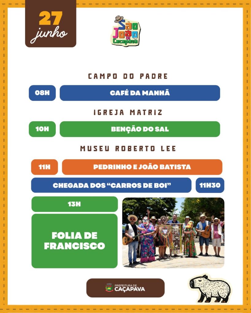 Arte Oficial de Divulgação. Fonte: Instagram da Pref. de Caçapava.